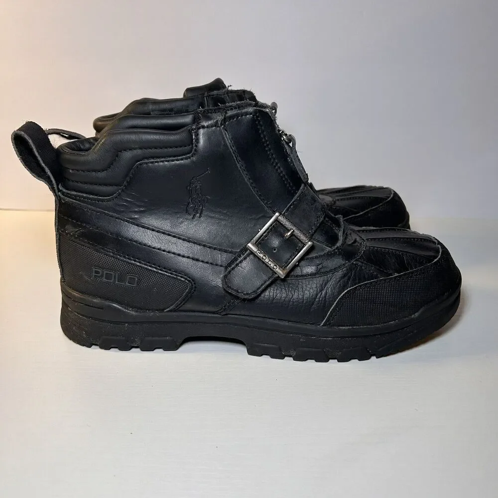 Polo Ralph Lauren Duck Boots Country Mid Zip II Black Boys 4.5 990757